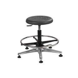 Brewer PRM-2 Round Polyurethane Lab Stool with Adjustable Footring (Aluminum Base)