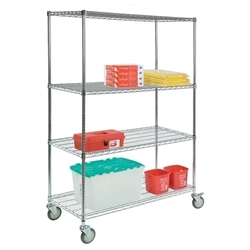 Lakeside Round Post, Mobile Shelving, (4) 18 x 36 Shelves, 63" Posts