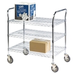 Lakeside 3 Shelf Wire Cart, 18 x 48 Inch Shelves