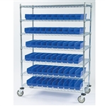 Lakeside Catheter Procedure Cart, 7 Shelves, 60 Bins 24 x 48