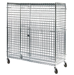 Lakeside Round Post, Mobile Security Cage, (2) 24 x 48 Shelves, 63" Posts