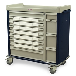 Harloff Standard Line Medication Cart, Pull Out Shelf and 5" Bins Drawer Dividers with Key Lock