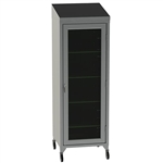 Lakeside Wide Mobile Cabinet with Stainless Shelves & Glass Doors, Sloped Top