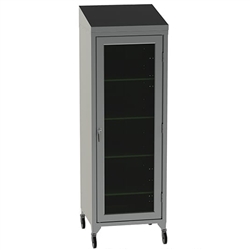 Lakeside Wide Mobile Cabinet with Stainless Shelves & Glass Doors, Sloped Top