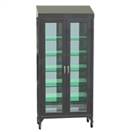Lakeside Wide Cabinet with (5) Glass Shelves, Sloped Top