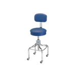 Pedigo T-1039-W/C Anesthetist Stool, Stainless Steel, with Back And Casters