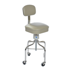 Pedigo T-1040-SS Anesthetist Stool, Stainless Steel, with Back, Square Seat & Casters