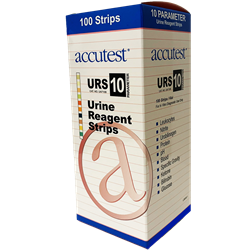 Accutest URS-10 Urine Reagent Strips - 10 Parameter Test
