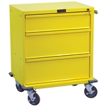 Harloff V-Series Short Procedure Cart, 24" Cabinet and Three Drawers with Key Lock