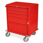 Harloff V-Series Short Emergency Cart, 24" Cabinet and Five Drawers with Breakaway Lock