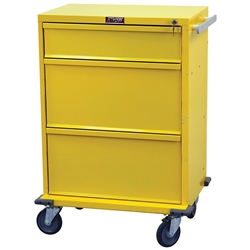 Harloff V-Series Tall Isolation Cart, 30" Cabinet and Three Drawers with Key Lock