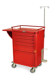 Harloff V-Series Tall Emergency Cart, 30" Cabinet and Six Drawers with Breakaway Lock - Basic Emergency Accessory Package