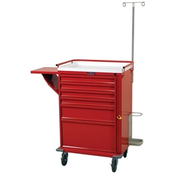 Harloff V-Series Tall Emergency Cart, 30" Cabinet and Six Drawers with Breakaway Lock - Deluxe Emergency Accessory Package