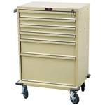 Harloff V-Series Tall Procedure Cart, 30" Cabinet and Six Drawers with Key Lock