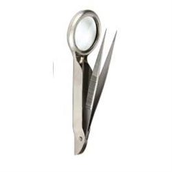 Miltex Splinter Forceps, 3", Magnifying Lens in Black Plastic Case