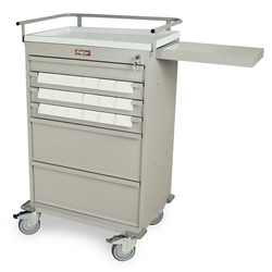 Harloff Value Medication Cart, Top Rail, Pull Out Shelf and 3.5" Bins Dividers with Key Lock - Standard Package