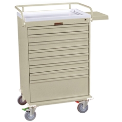 Harloff Value Unit Dose Medication Cart, Top Rail and Pull Out Side Shelf with Key Lock - 216 Boxes