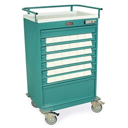 Harloff Value Medication Cart, Pull Out Side Shelf and 3.5" Bins Dividers with Basic Electronic Pushbutton Lock