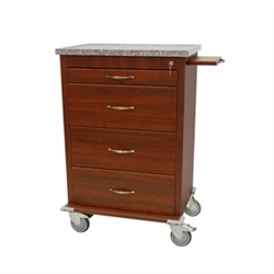 Harloff Punch Card Medication Cart with Wood Vinyl, Pull Out Shelf and Adjustable Punch Card Row Dividers with Key Lock - 360 Cards