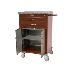 Harloff Treatment Cart with Wood Vinyl, Pull Out Side Shelf with Adjustable Shelf and Key Lock - Standard Package