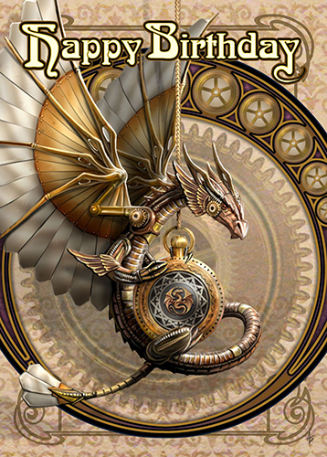 Clockwork Dragon Birthday Card - 6 Pack
