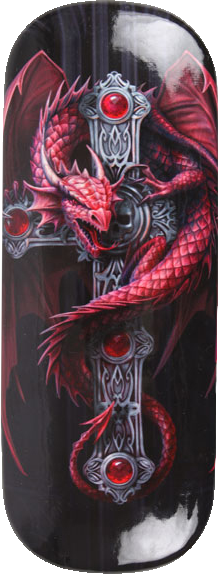 Gothic Guardian Red Dragon Eye Glass Case by Anne Stokes