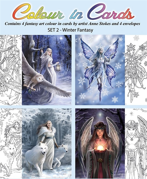 Winter Fantasy Color-In Cards - 4 Pack