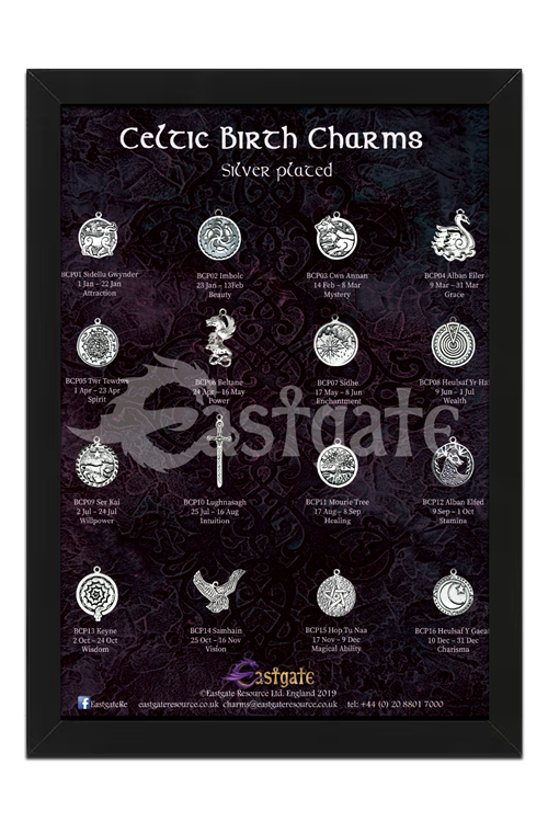 Celtic Birth Charms (Silver Plated) Display Board