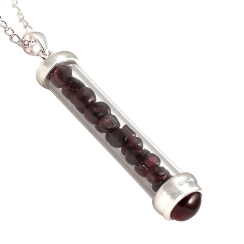 Garnet Gem Power Vial Pendant for Romance