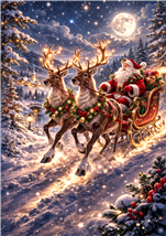 JF01 - Santa's Moonlit Ride Yule Card - 6 pack