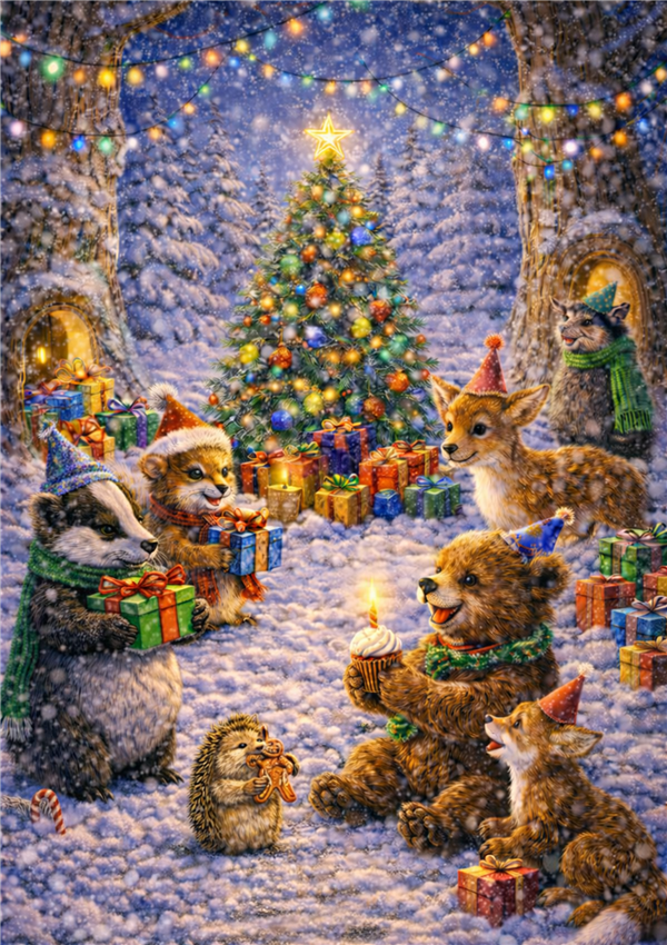JF04 - Woodland Gathering Yule Card - 6 pack