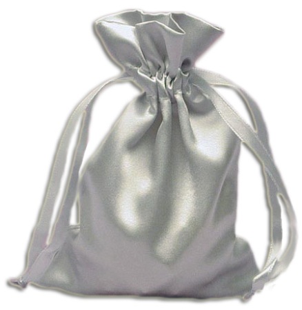 Silver Satin Pouches (12 pcs)