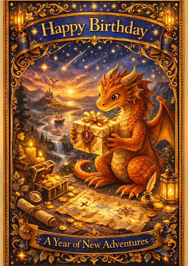 RW01 - Year of New Adventures Quest Birthday Card - 6 pack