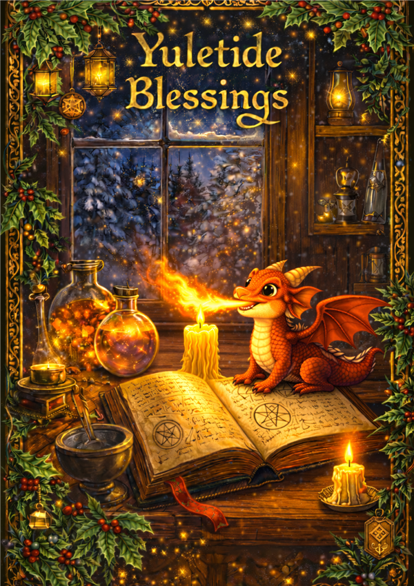 RW06 - Yuletide Blessings Cozy Little Spell Yule Card - 6 pack