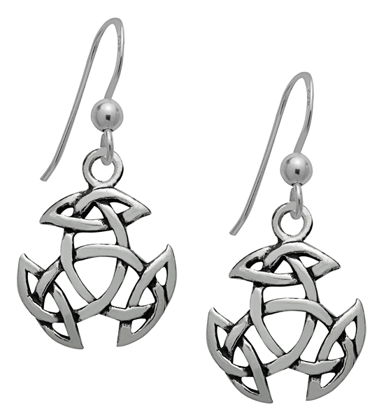 Silver Open Triad Dangling Earrings