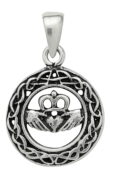 Silver Celtic Claddagh Pendant for Love & Loyalty