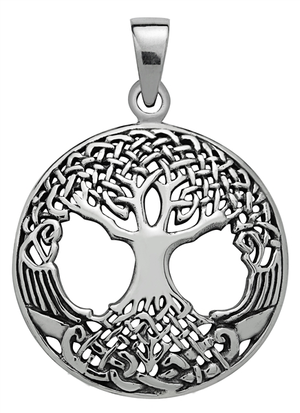 Silver Druid's Tree of Life Pendant for Strength