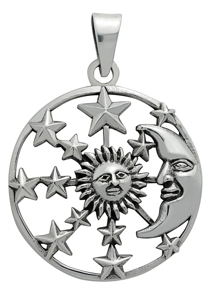 Silver Sun, Moon & Stars Pendant for Hope