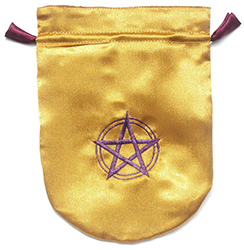 Yellow Satin Pentagram in a Circle Tarot Bag