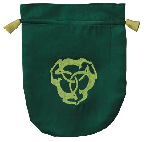 Green Satin Triple Hare Tarot Bag