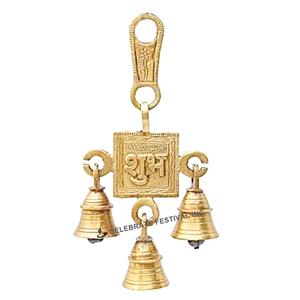 Decorative Brass-Bronze Hanging Subh Single Step bell by Handecor - made available by Celebrate Festival Inc