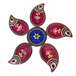Acrylic Rangoli_Flower_Red-Blue - made available by Celebrate Festival Inc