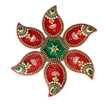 Acrylic Rangoli_Flower_Red-Green - made available by Celebrate Festival Inc