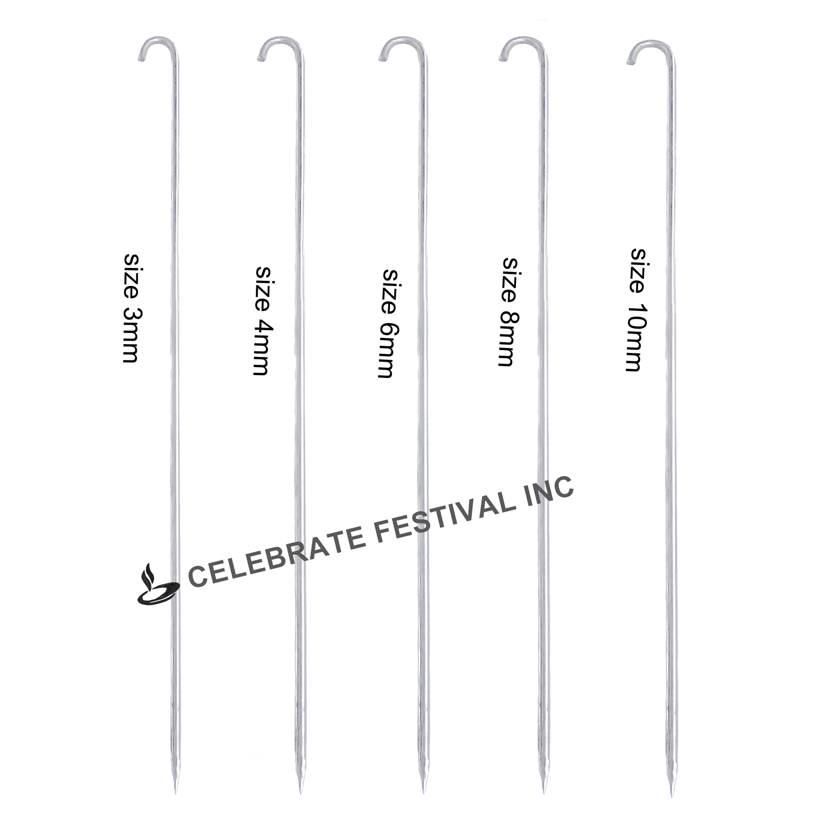 Stainless Steel BBQ Skewers - Round  - By Celebrate Festival Inc