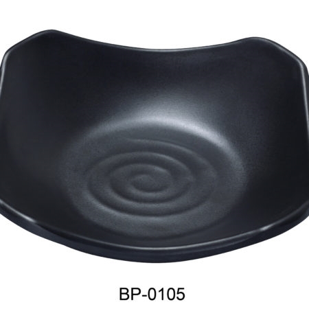 Yanco BP-0105 Black Pearl-1 New Square Dish, 5.5" Length, 5.5" Width, Melamine, Black Color with Matting Finish, Pack of 48 - made available by Celebrate Festival Inc