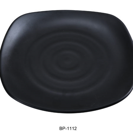Yanco BP-1112 Black Pearl-1 Square Plate, 12" Length, 12" Width, Melamine, Black Color with Matting Finish, Pack of 12 - made available by Celebrate Festival Inc