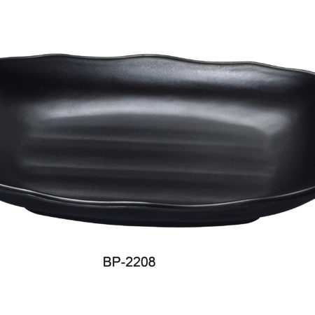 Yanco BP-2208 Black pearl-1 New Rectangular Bowl, 8.75" Length, 5.5" Width, Melamine, Black Color with Matting Finish, Pack of 48 - by Celebrate Festival Inc