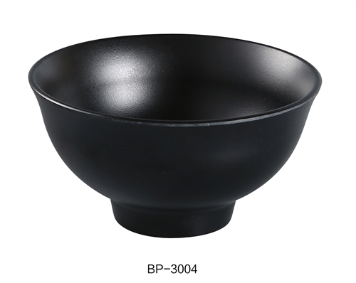 Yanco BP-3004 Black Pearl-2 Rice Bowl, 7 oz Capacity, 4.5" Diameter, 2.125" Height, Melamine, Black Color with Matting Finish, Pack of 48 - by Celebrate Festival Inc