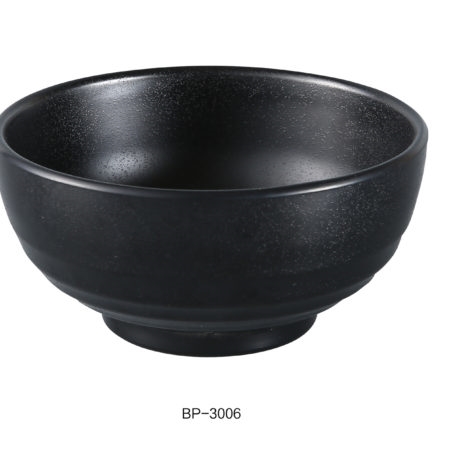 Yanco BP-3006 Black Pearl-2 Woodong Noodle Bowl, 26 oz Capacity, 6" Diameter, 3" Height, Melamine, Black Color with Matting Finish, Pack of 48 - by Celebrate Festival Inc