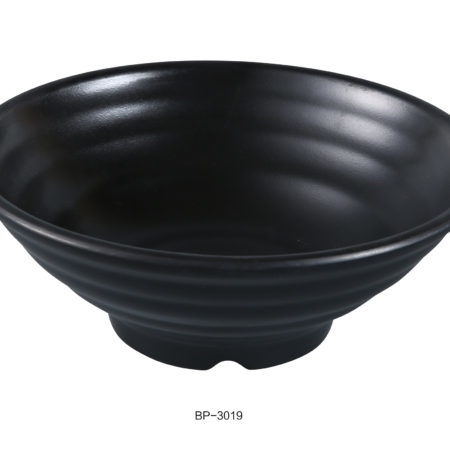 Yanco BP-3019 Black Pearl-2 Bowl, 48oz Capacity, 9" Diameter, 3.5" Height, Melamine, Black Color with Matting Finish, Pack of 24